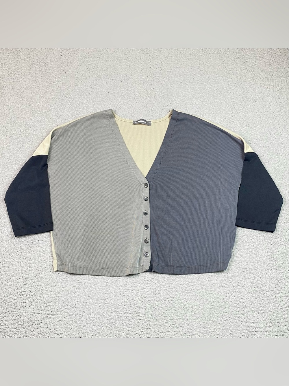 Alembika Crop Cardigan Top Women's Size 2 Color Block Cupro
